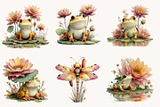 Summer Frog & Dragonfly Pond Clipart, a Seasonal Illustration by Designworld (Thumbnail 6 of 10)