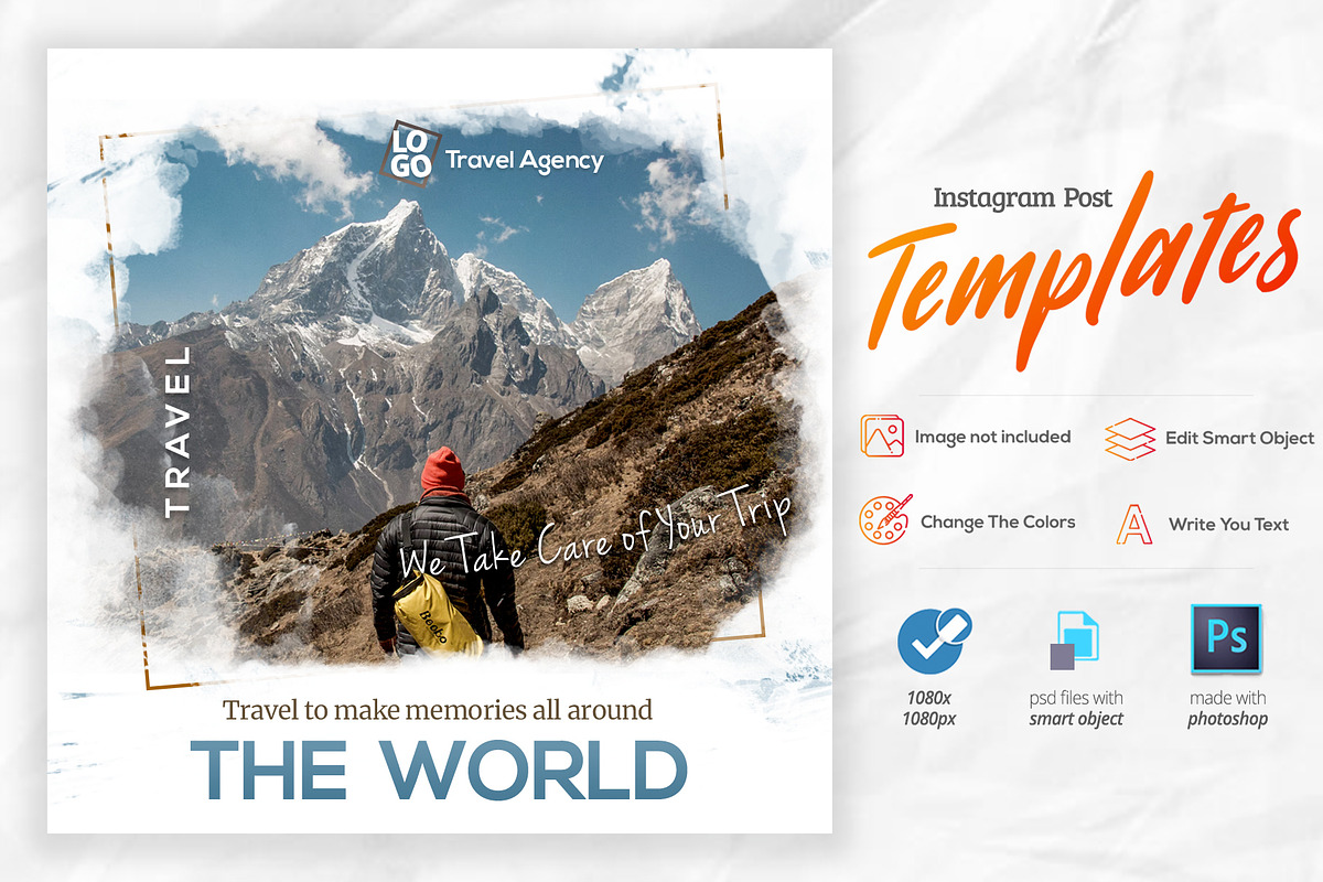 Travel Instagram Post PSD, a Social Media Template by zokamaric (Photo 1 of 2)