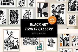 Black Abstract Botanical Wall Art