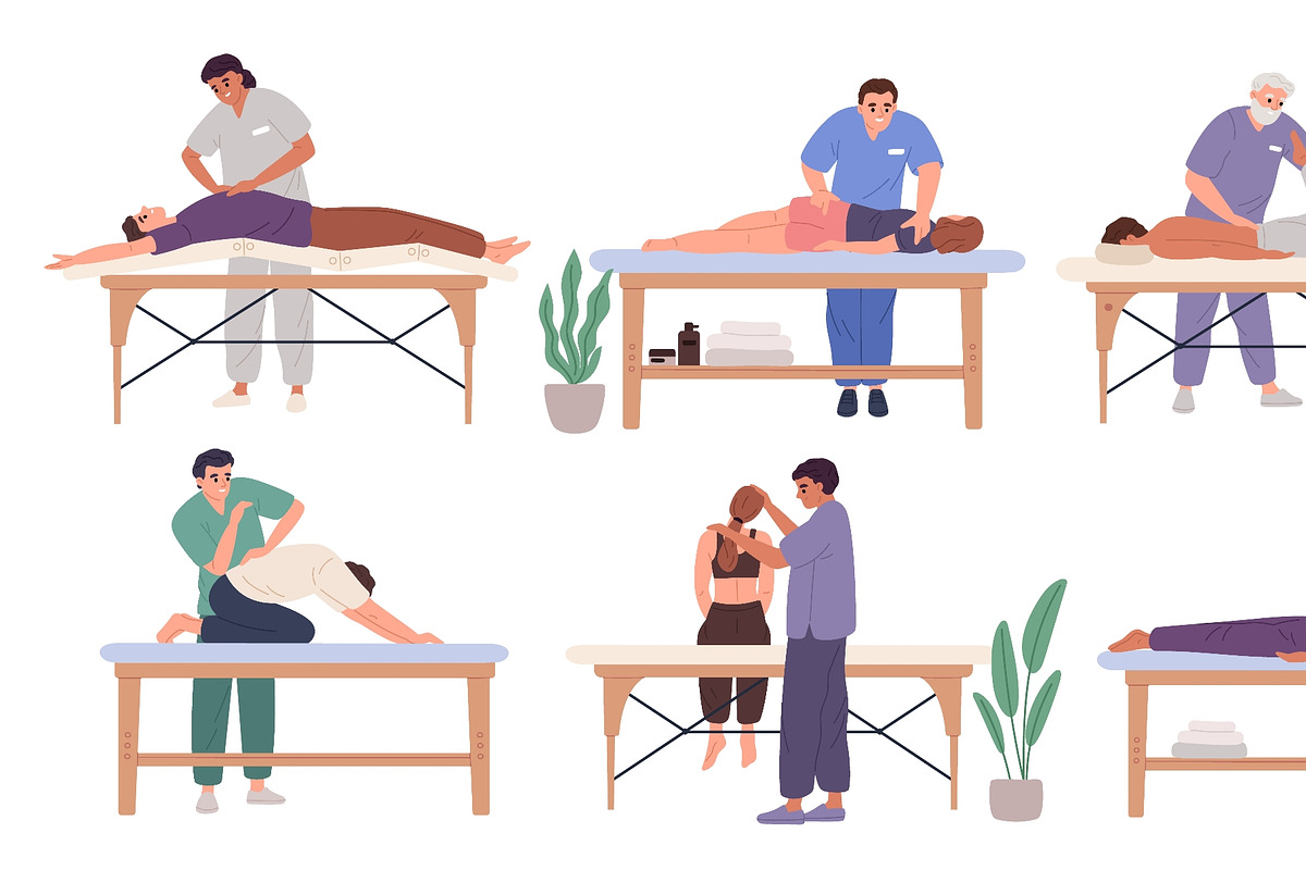 People at chiropractors. Osteopath, a Healthcare Illustration by YummyBuum (Photo 3 of 3)