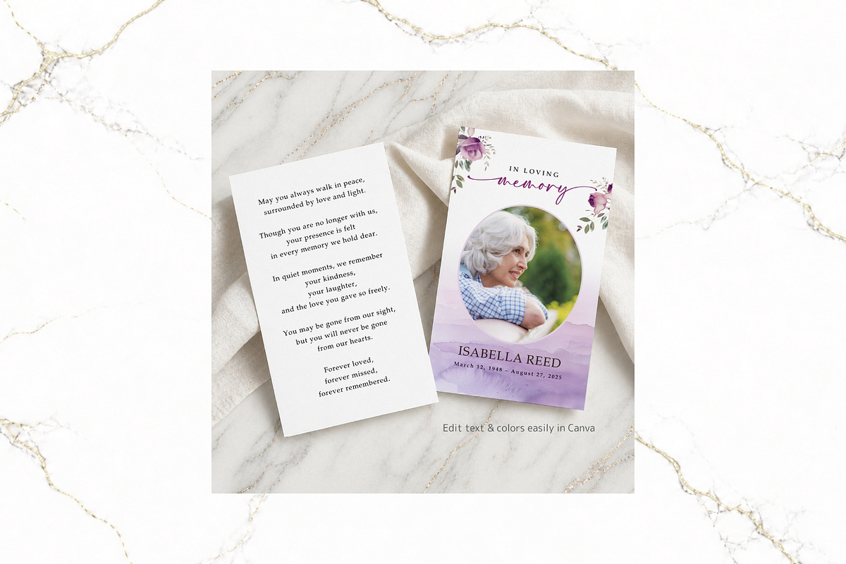 Funeral Prayer Card Canva FR009, a Card Template by TyphoonStudio (Photo 4 of 6)