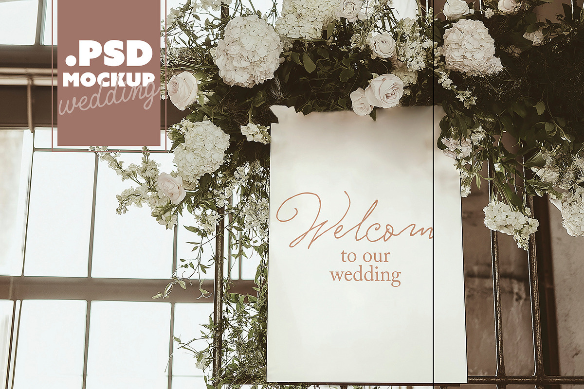 Wedding Welcome Sign Mockup PSD, a Product Mockup by McLittle Stock (Photo 1 of 4)