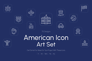 American Icon Art Set, an Outline Icon by Prosymbols