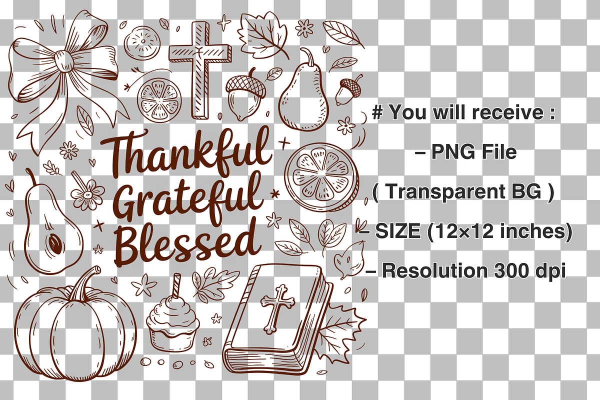 Thankful Grateful Blessed PNG, a Graphic by Clipart Bloom (Photo 2 of 2)
