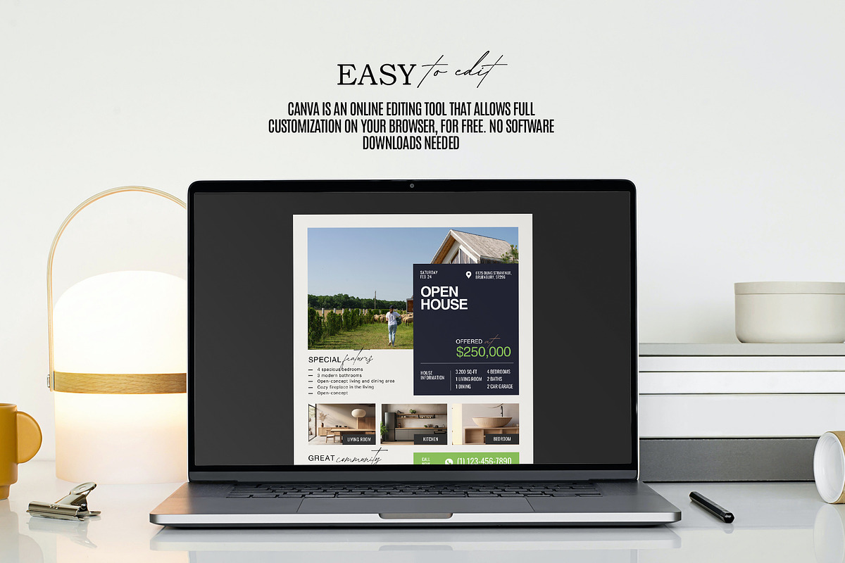 Real Estate Open House Flyer Canva, a Flyer Template by Prapti Design (Photo 9 of 10)