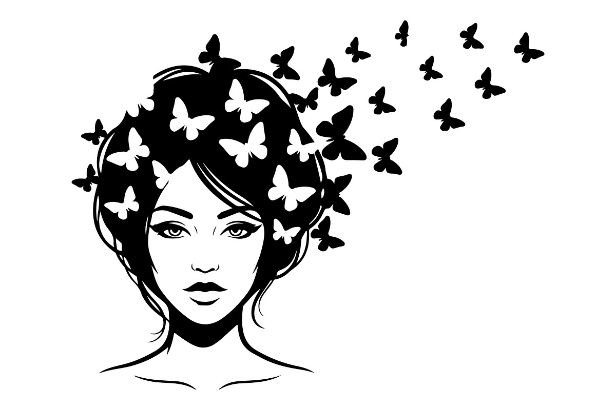 Woman Butterfly Hair Silhouette, an Object Illustration by yasushie (Photo 22 of 31)