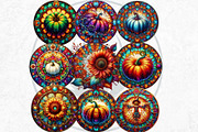 Autumn Stained Glass Round clipart, an Illustration by ThatsDesignArt (Thumbnail 4 of 10)