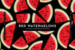 Red Watermelons | Vector Print, a Food Illustration by MalyskaStudio