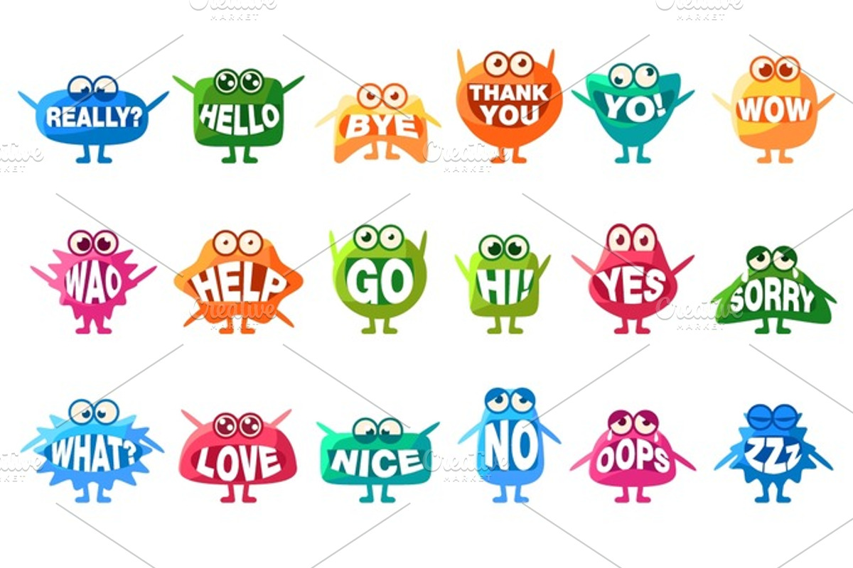 Monster With Words In Mouth For Teeth Set, an Illustration by TopVectors