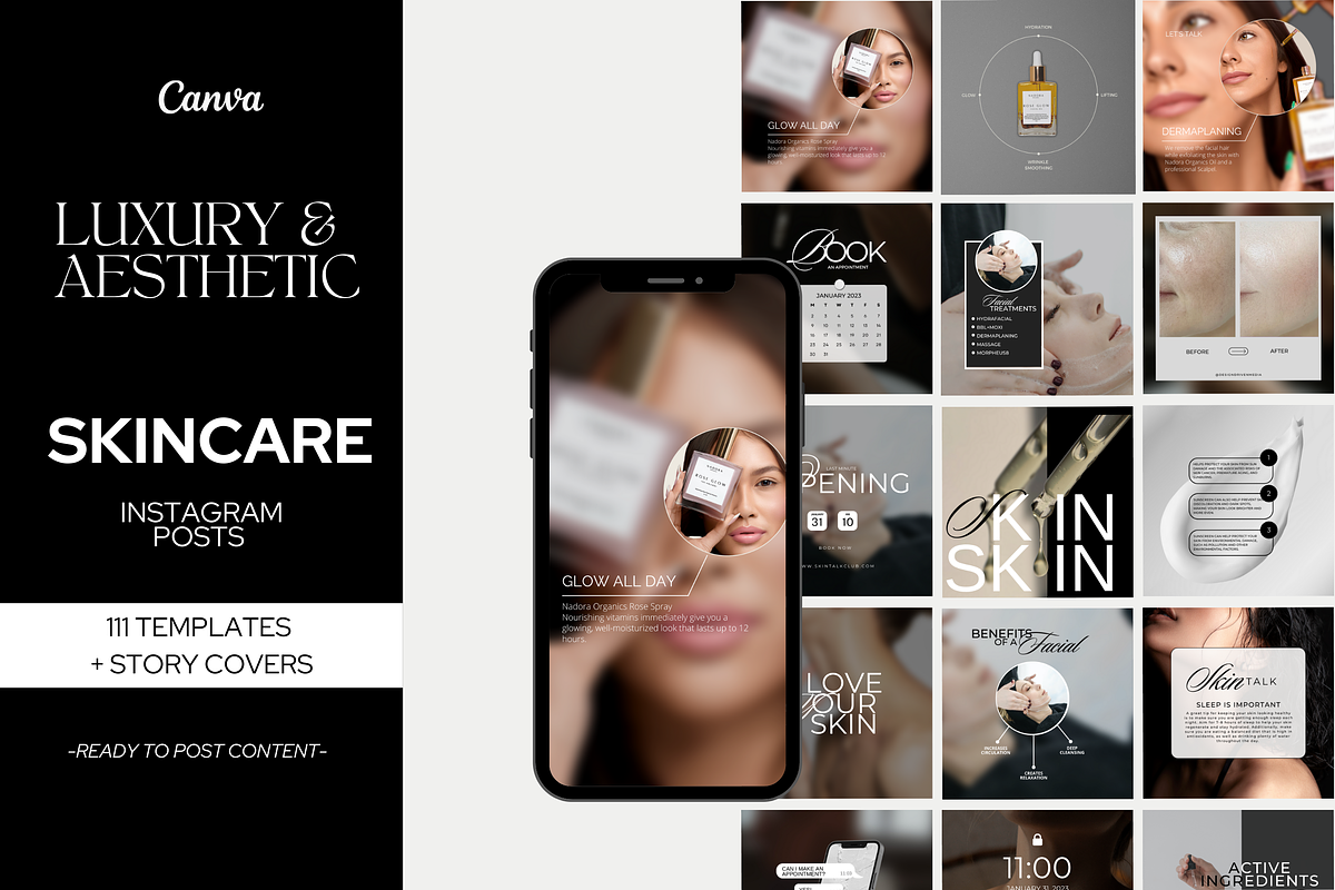 Skincare Instagram templates Canva, a Social Media Template by Design Driven Media (Photo 2 of 6)