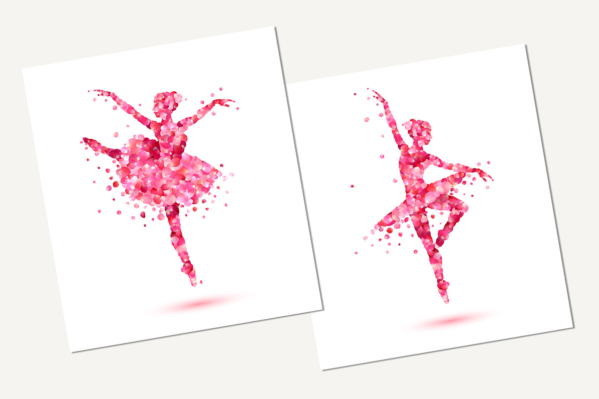 Ballerinas silhouette. Vector petals, an Object Graphic by Crazy nook