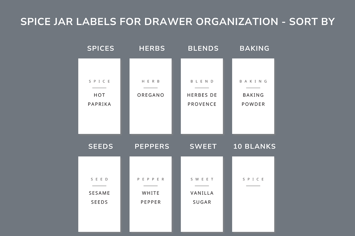 170 Spice Jar Labels Printable PDF, a Templates & Theme by OrganizationOasisRo (Photo 2 of 10)
