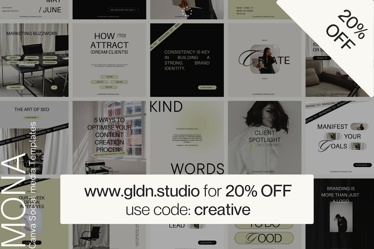 Canva Social Media Templates | Mona, a Social Media Template by GLDN Studio (Photo 1 of 8)