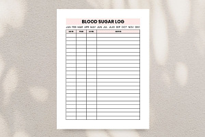 Blood Sugar Log, Blood Sugar Journal