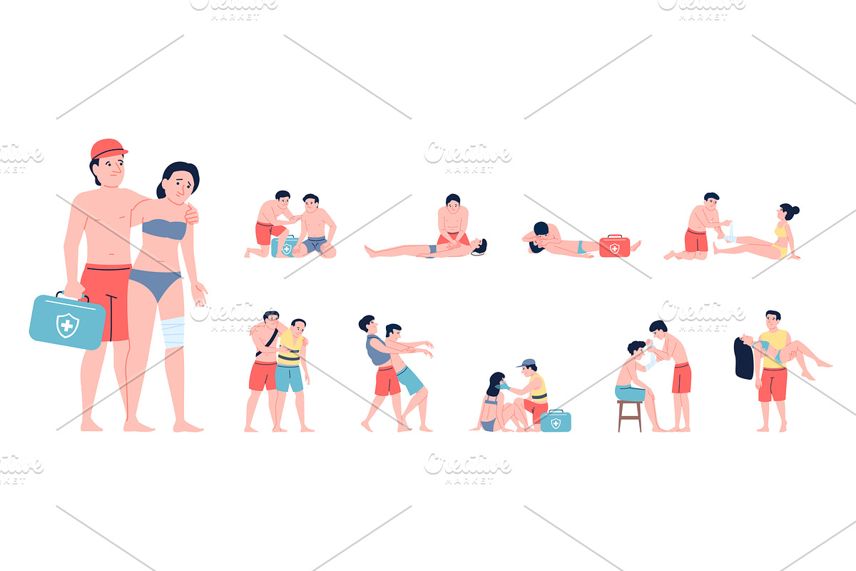 Beach rescue characters. First aid, a Person Illustration by LadadikArt