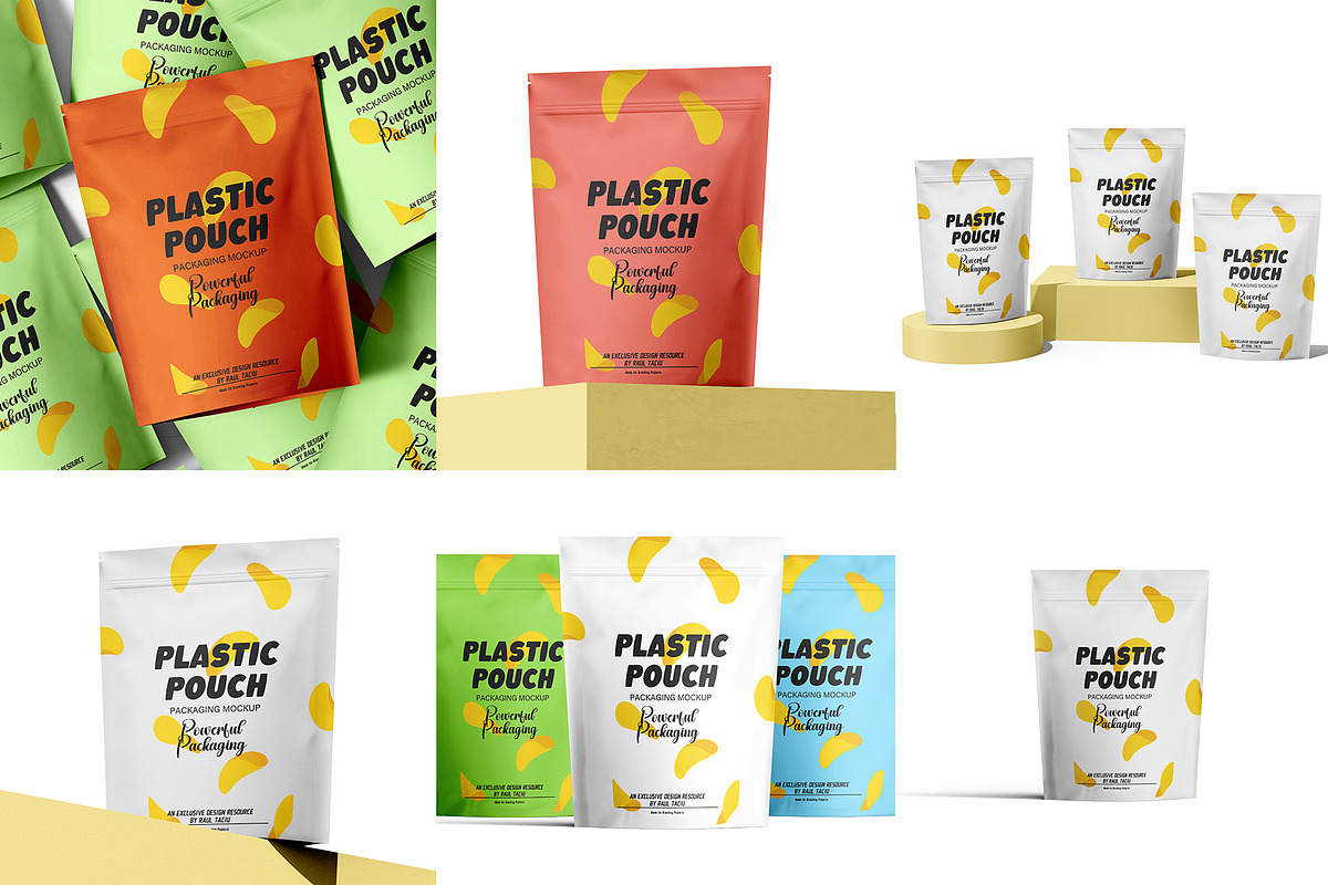 Plastic Stand-Up Pouch Mockup Set, a Packaging Mockup by pixelmock (Photo 2 of 19)