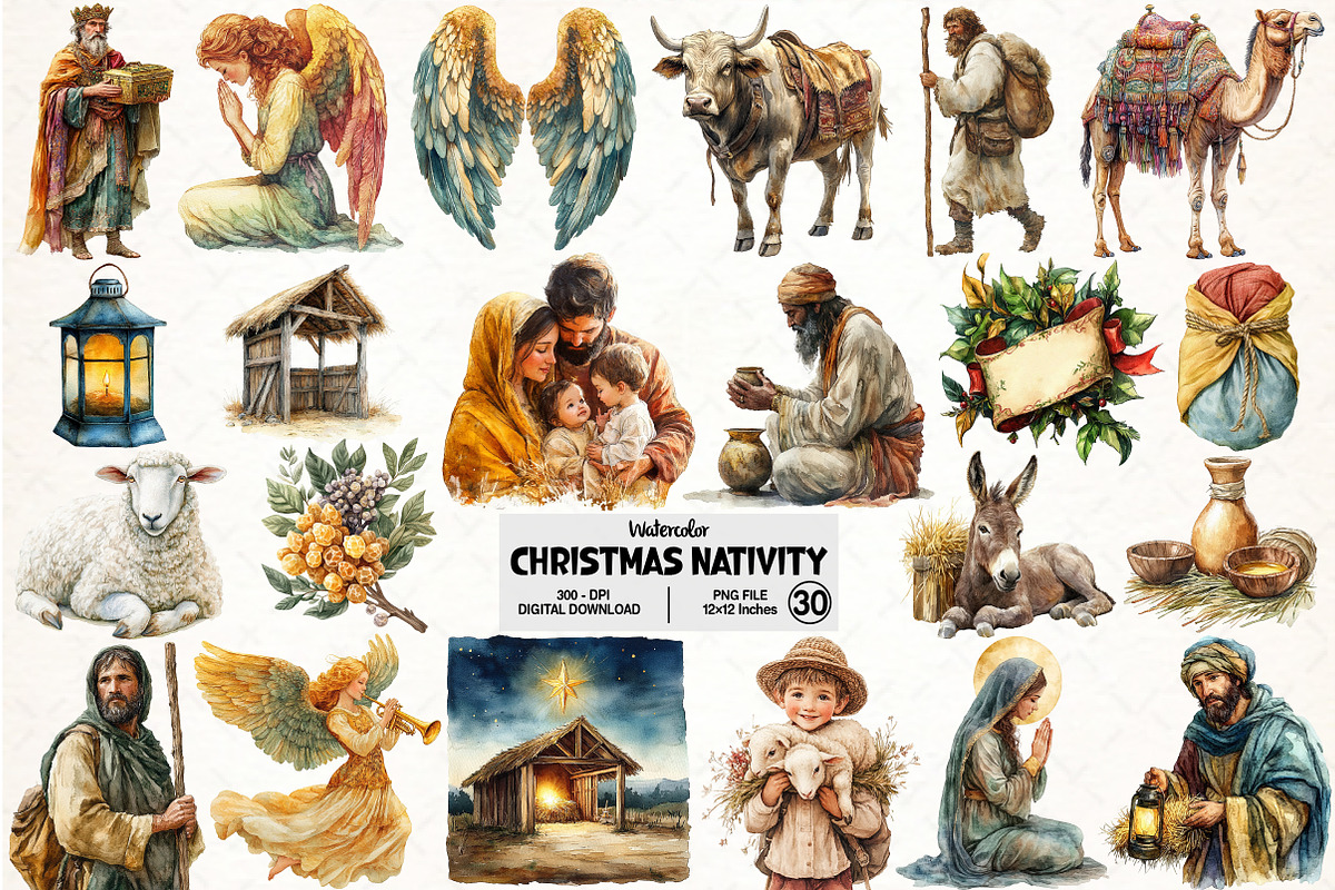 Christmas Nativity Sublimation, an Illustration by Pixels.Craft (Photo 1 of 6)