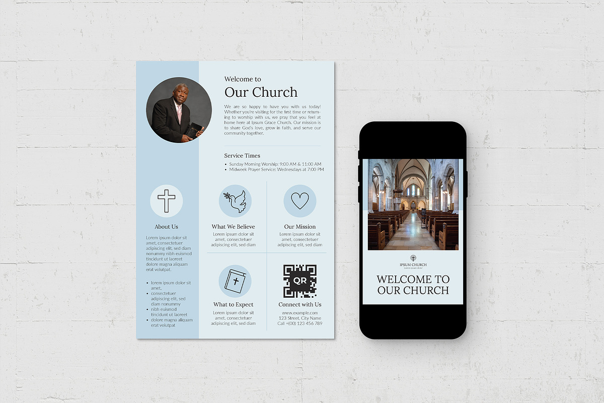 Church Welcome Card Template, a Poster Template by BrandPacks (Photo 2 of 5)