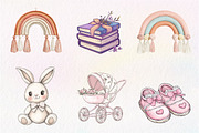 Pink Baby Girl Nursery Clipart, an Illustration by CreationArt (Thumbnail 2 of 5)