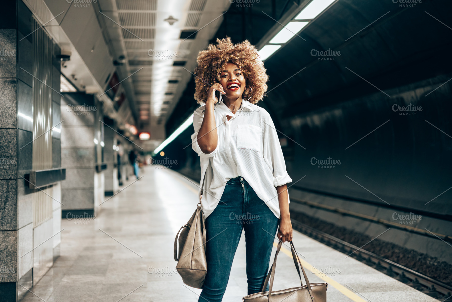 Beautiful black woman city lifestyle, a Person Photo by REDDOT Studio