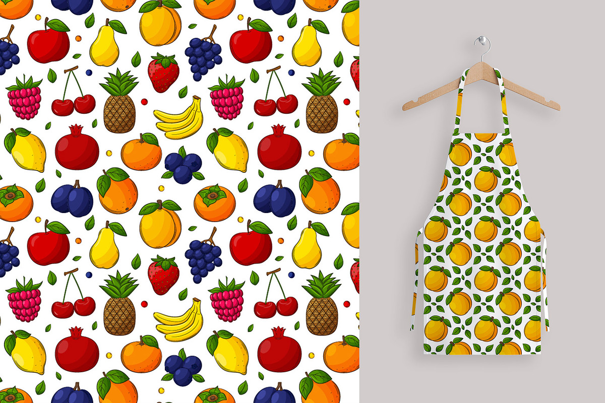 Bright fruits. Cliparts and Patterns, a Food Illustration by Valeria Soloveva (Photo 10 of 14)
