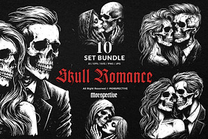 10 Bundle Dark Art Skull Romance, an Illustration by Morspective