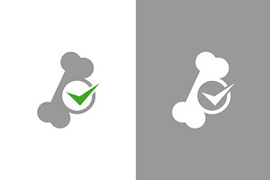 Human bone and check mark logo, an Object Illustration by GraphiShop