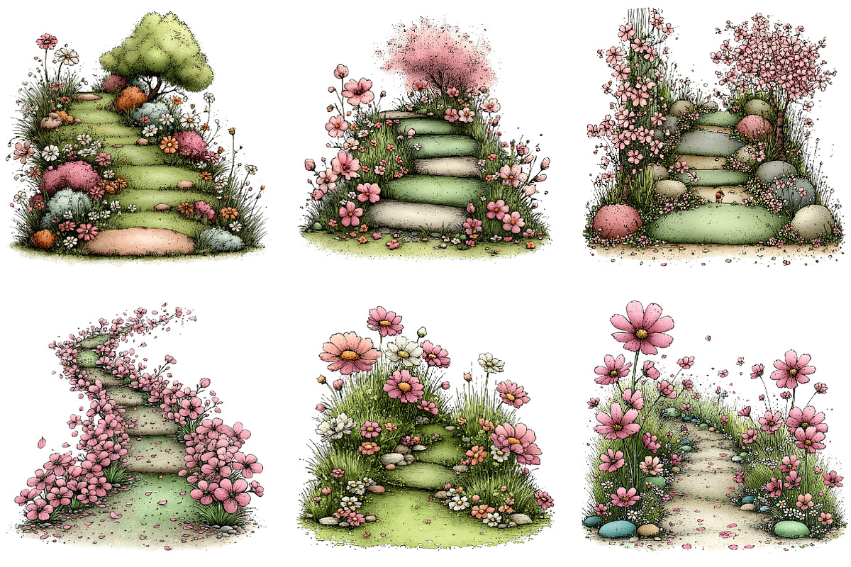 Whimsical Spring Pathway Clipart, an Illustration by Dream Creation (Photo 2 of 5)