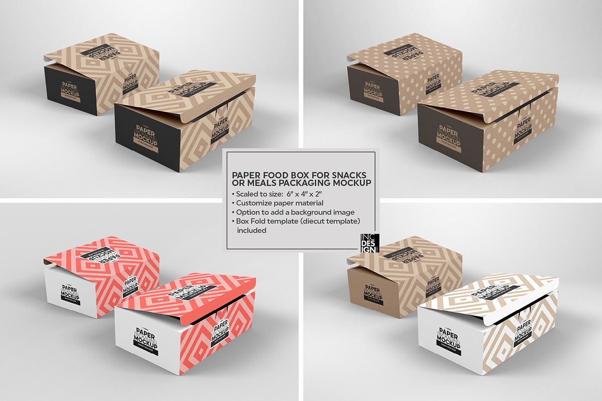 Meal Snack Food Box Packaging Mockup, a Packaging Mockup by INCDesign (Photo 2 of 6)