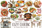 Cozy Cooking Watercolor Clipart, an Illustration by OK Design (Thumbnail 1 of 5)
