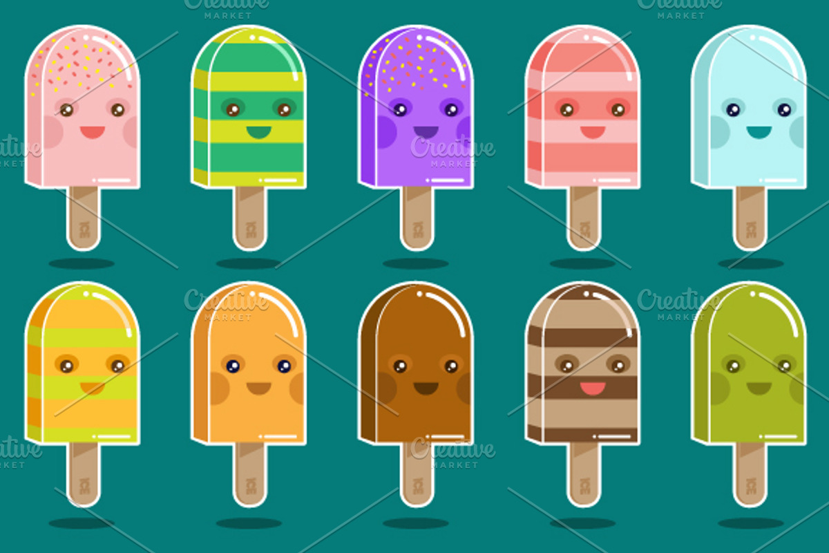 Cute and Colorful Ice Cream Set, a Food Illustration by Garden Project