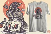 The raven skull and rose, an Animal Illustration by Krizvector Artwork Shop (Thumbnail 2 of 3)