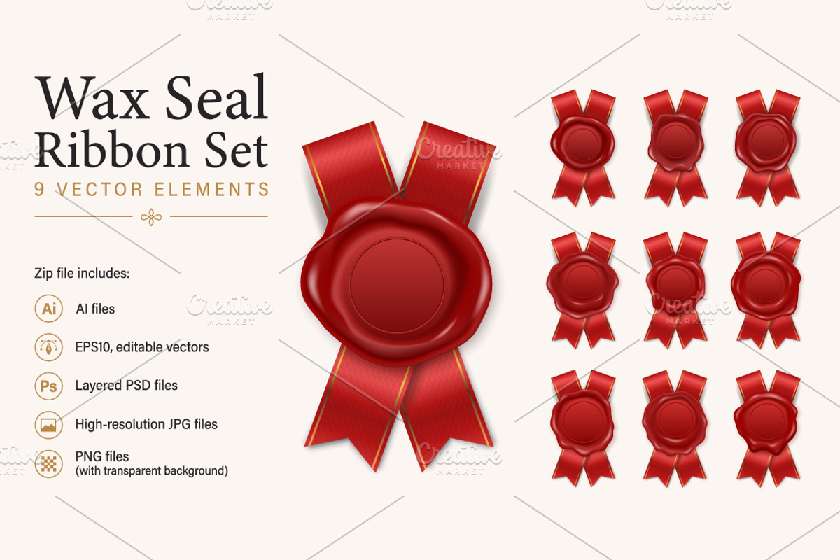 Wax Seal. Vector Set., an Object Graphic by Gomolach (Photo 1 of 11)