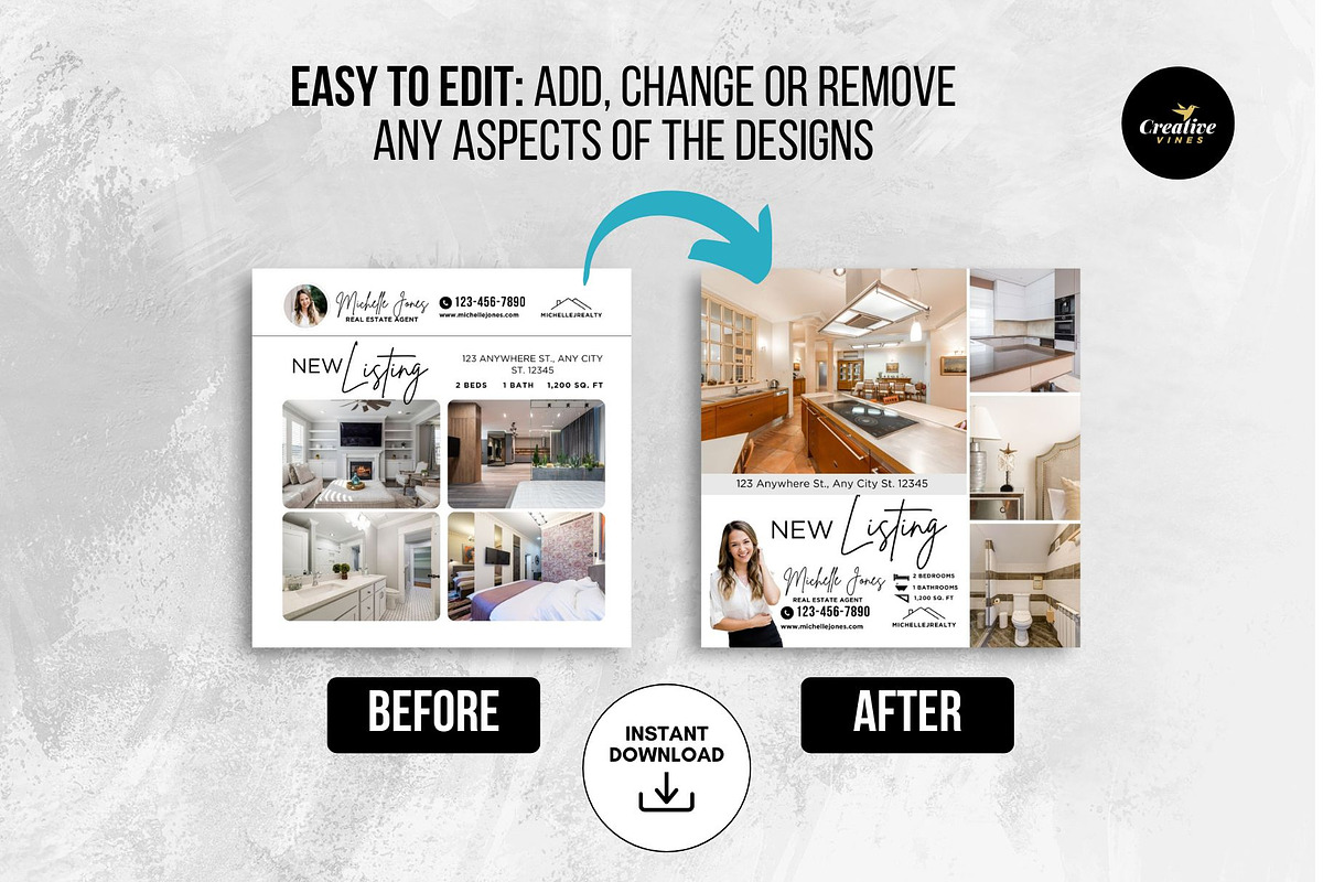 New Listing Instagram Posts Canva, a Social Media Template by CreativeVinesStore (Photo 10 of 12)