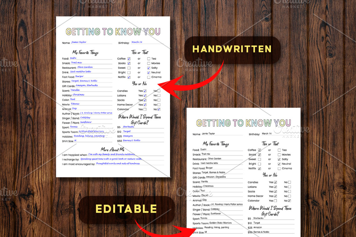 Editable Getting To Know You, a Stationery Template by Graphicsnext (Photo 4 of 7)