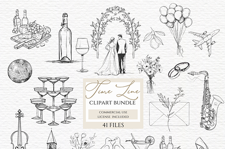 Time line clipart, Wedding PNG, an Outline Icon by Invite to Clipart