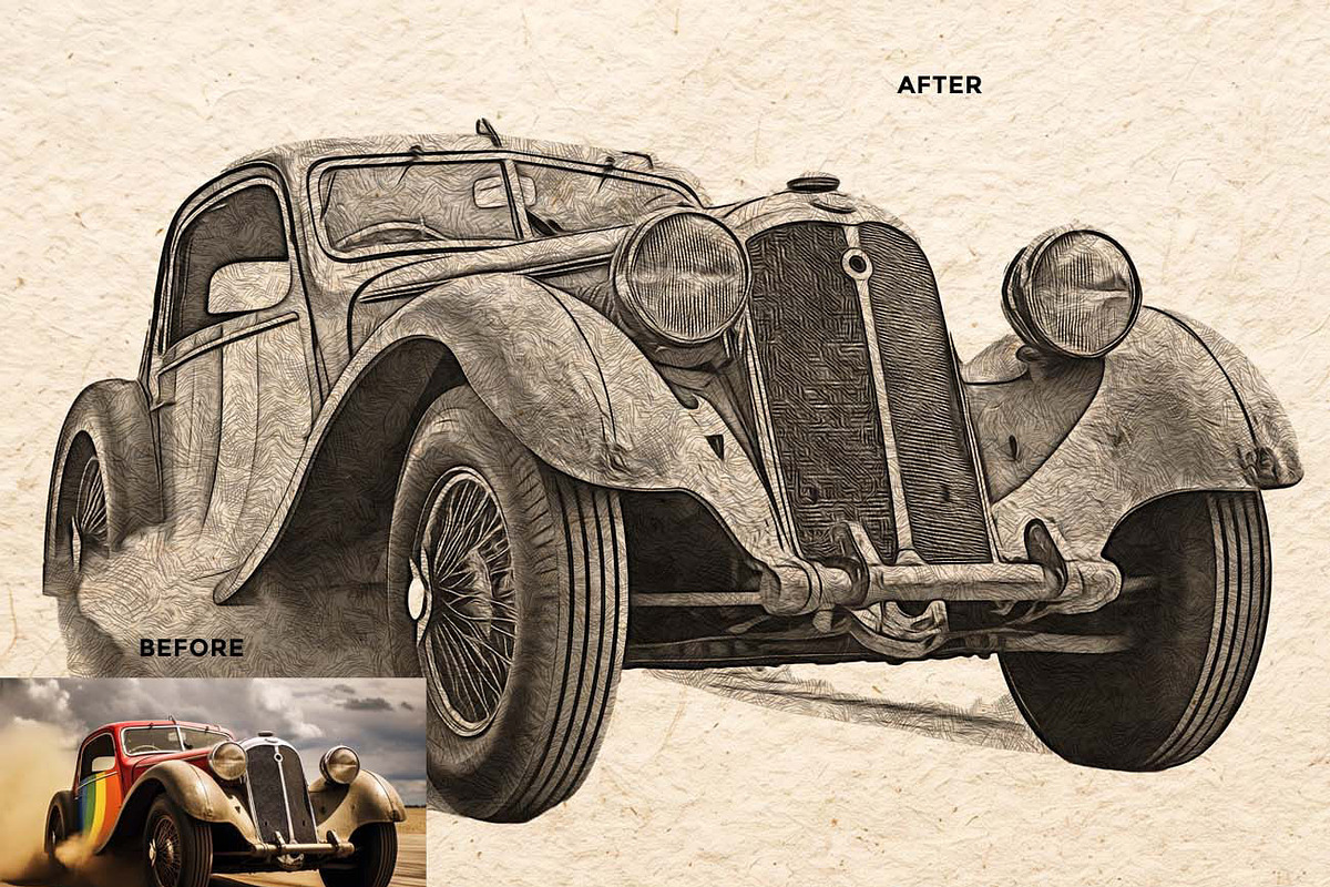 WOODCUT ENGRAVING SKETCH FX, an Action Add-On by Studio Retouch (Photo 10 of 13)