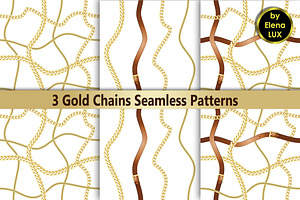 Gold Chains Seamless Pattern Set