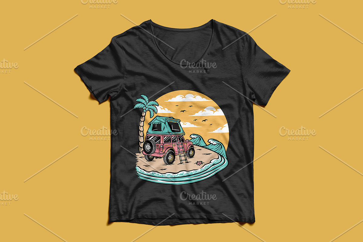 Camping on the beach illustration, a Transportation Illustration by gunaonedesign (Photo 4 of 5)