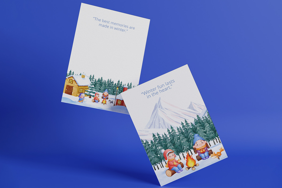 Snowy Friends Time Winter Watercolor, a Seasonal Illustration by CreativeValuation (Photo 13 of 14)