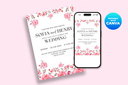 Pink Floral Wedding Invite Template, an Invitation Template by M9 Design (Thumbnail 3 of 5)