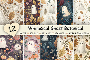 Whimsical Ghost Botanical Pattern