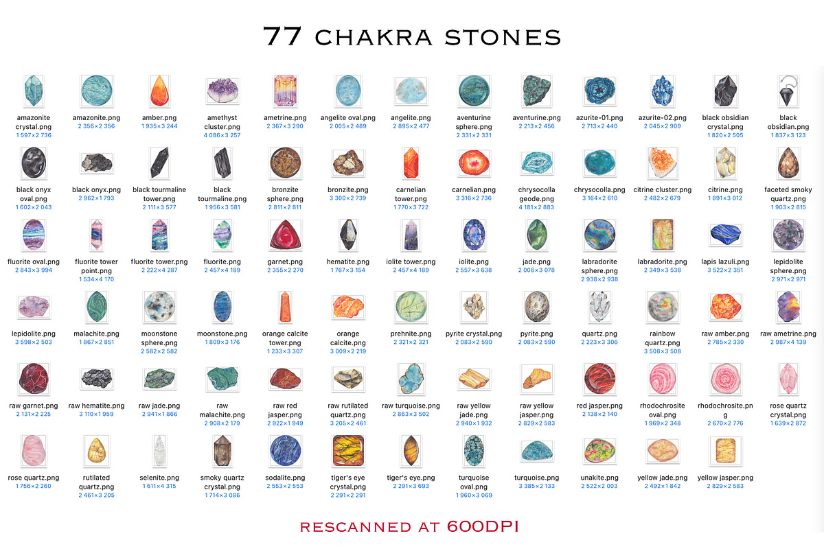 Watercolor crystals & chakra stones, a Texture Illustration by Alena Solonshchikova (Photo 9 of 9)