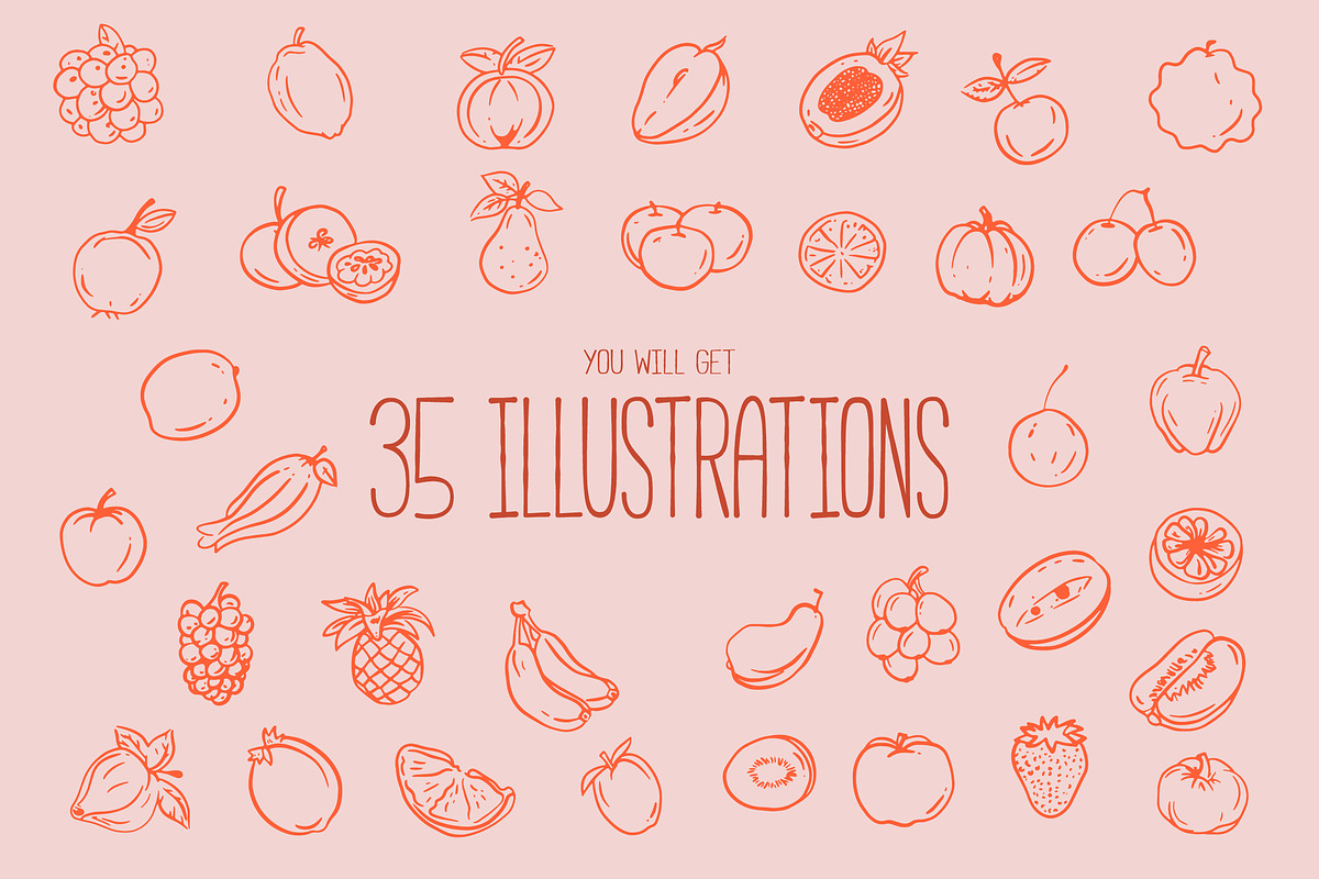 Fruits and Vegetables Collection, a Food Illustration by KristinaK3 (Photo 2 of 13)