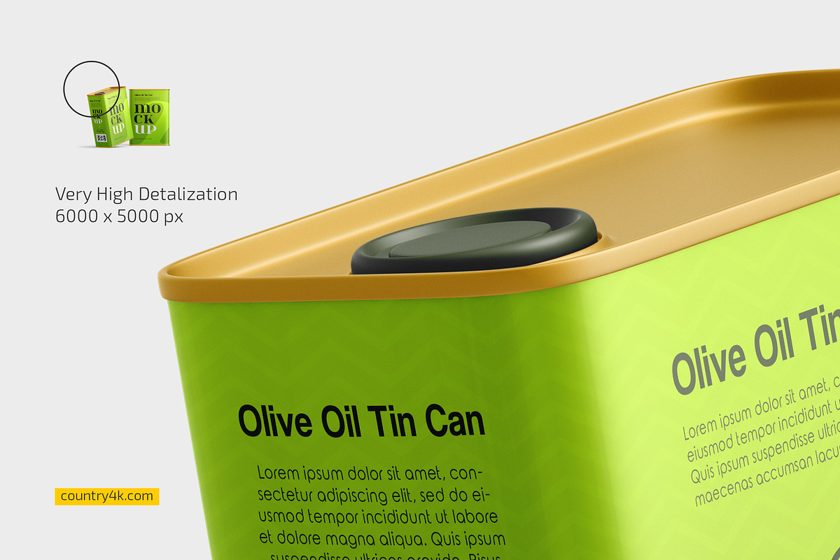 Olive Oil Tin Can Mockup Set, a Packaging Mockup by Country4k (Photo 3 of 4)