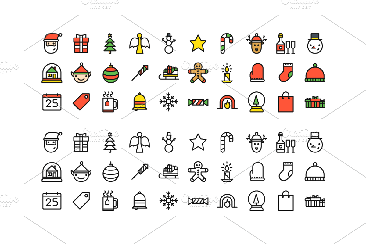 30 Сhristmas Icons + Pattern, an Outline Icon by chewkotski (Photo 2 of 5)