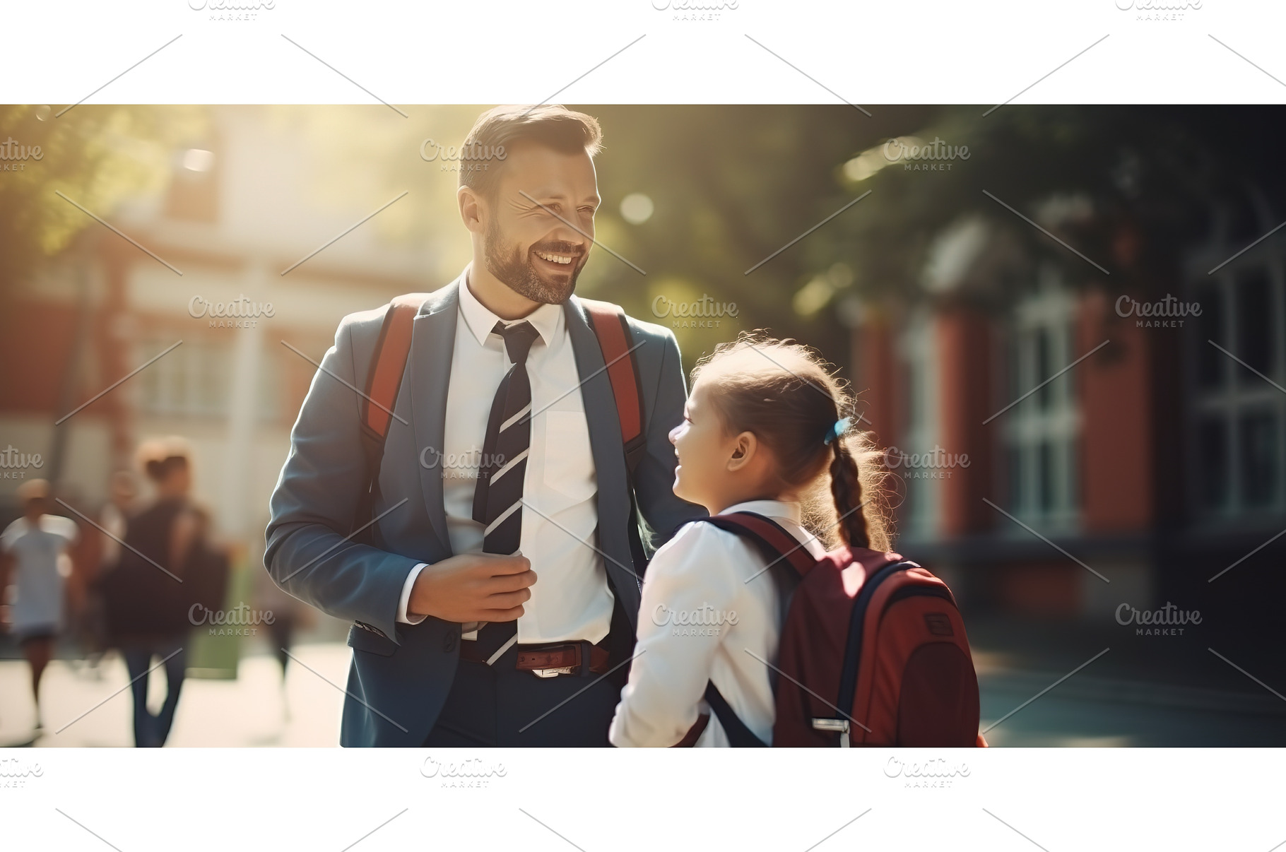 Father takes little schoolgirl to, a Person Photo by ZinetroN