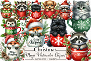 Christmas Mugs Watercolor Clipart, an Illustration by Libby Wishes (Thumbnail 1 of 7)