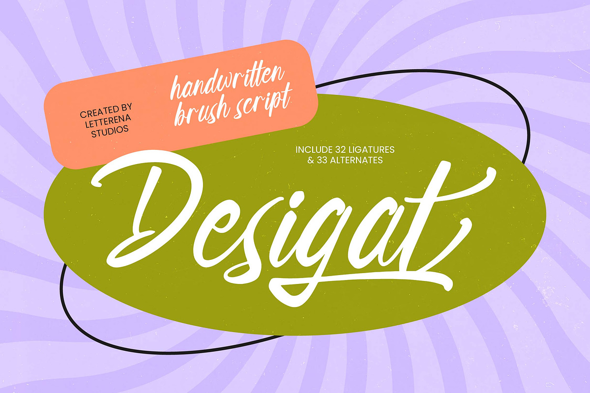 Desigat Handwritten Brush Script, a Script Font by Letterena Studios Script (Photo 1 of 10)