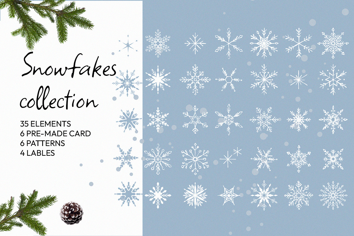 Snowflake  handraw vector collection, an Object Graphic by svetlatek (Photo 1 of 7)